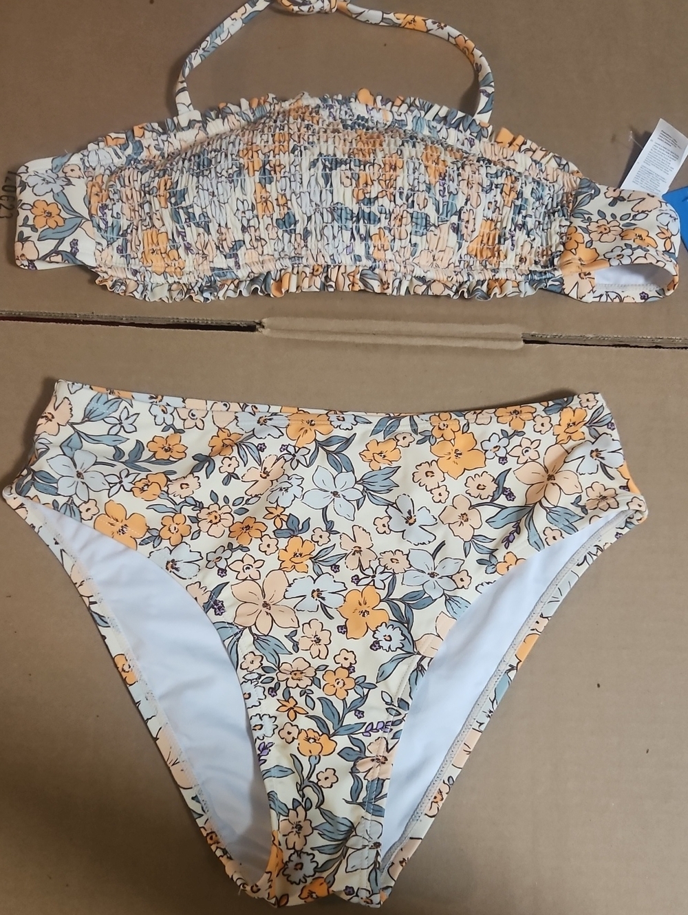 Cupshe Two Piece Floral Bikini Set: Orange/Green: New With Tags: Size XS